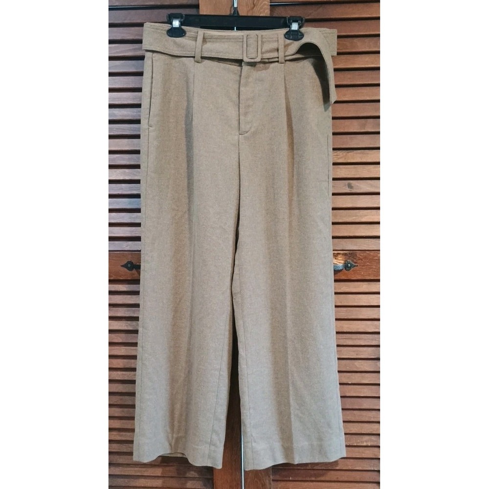 NWT Banana Republic Wool Blend Wide Leg Trouser Pants High Rise Tan Size 10P